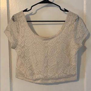 Lace detail, Ivory Crop Top